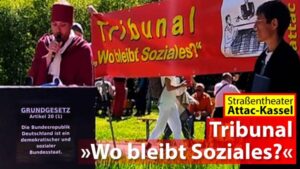 Straßentheater Attac-Kassel bei dem Event zum "Tag der Erde" in Kassel, 26.4.2025