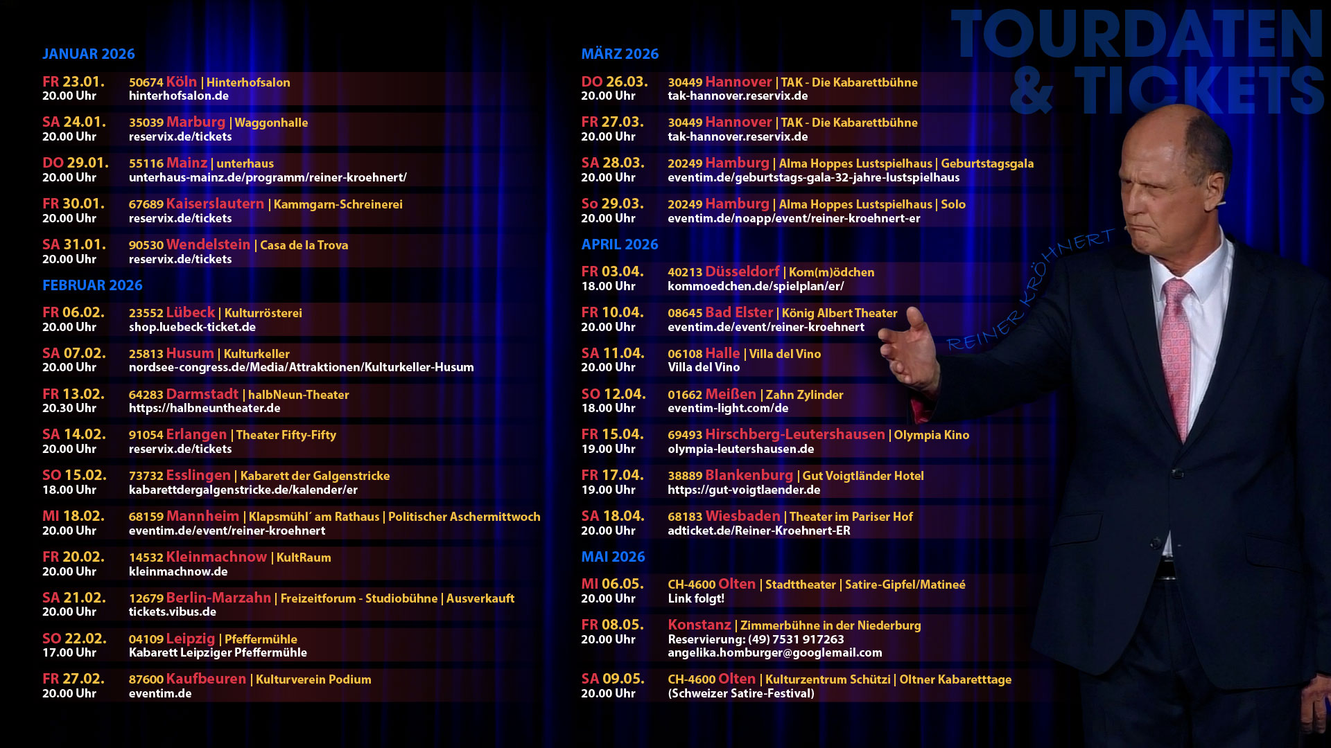 Reiner Kröhnert Tourdaten und Tickets 2026