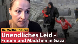 Gaza ist zum Friedhof internationalen Rechts geworden. Tonsern schildert die Lebensrealität von Frauen und Mädchen in Gaza. Die Gesundheitsdienste sind zusammengebrochen und Frauen sind zunehmender geschlechtsspezifischer Gewalt ausgesetzt.